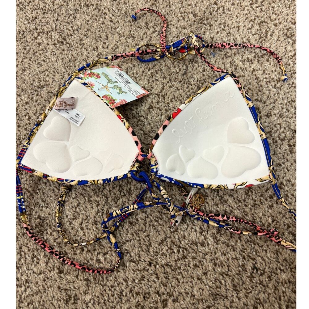Luli Fama Pink and Blue Printed Push-Up Bikini Top - Picture 2 of 5